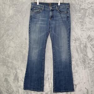 7 For All Mankind Jeans Womens 30 Flare Stretch Denim Distressed Made in USA